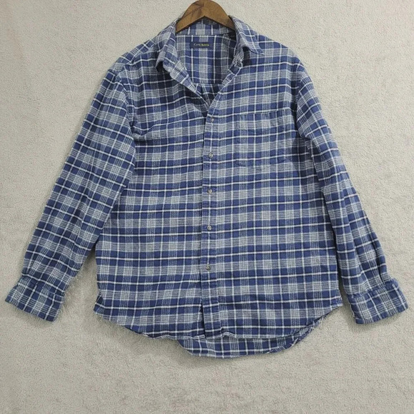 Club Room Other - Club Room Mens Blue Plaid Flannel Shirt Size L Cotton Button-Up 21PT